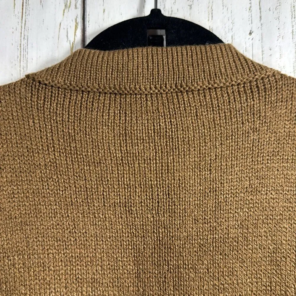 Alpaca Fina Wool 100% Tan Geometric Open Front Womens Peruvian Sweater Vest Cozy
